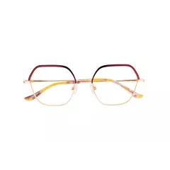 Lunettes de vue fines en métal doré et bordeaux- LuluCastagnette