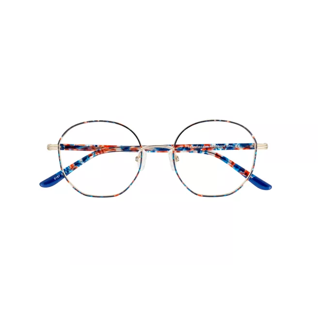 Lunettes de vue fines en métal doré et à écailles bleues - LuluCastagnette