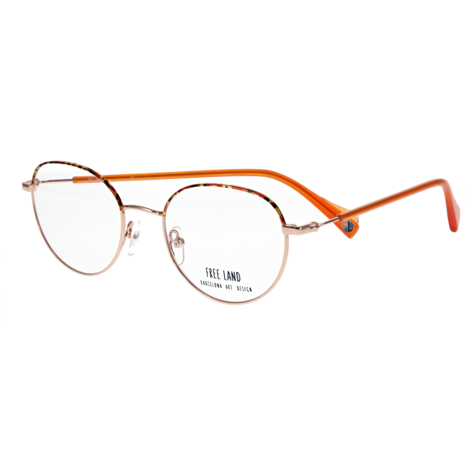 Lunettes de vue rondes dorées et à écailles orange - Free Land